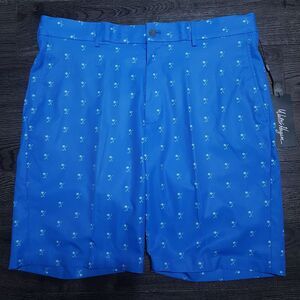 WALTER HAGEN Perfect 11 Palm Clubs Print Golf Shorts Mens‎ Size 34 Sea Blue